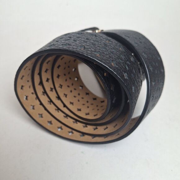 Kate Spade Belt Soft Leather Black Logo Women XL (49x1.5) Perforated Laser Cut main image 15